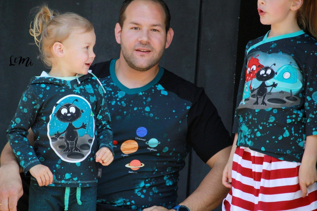 Jersey-Stoff "little monster #teal" (1Panel/ ca.0,65m)