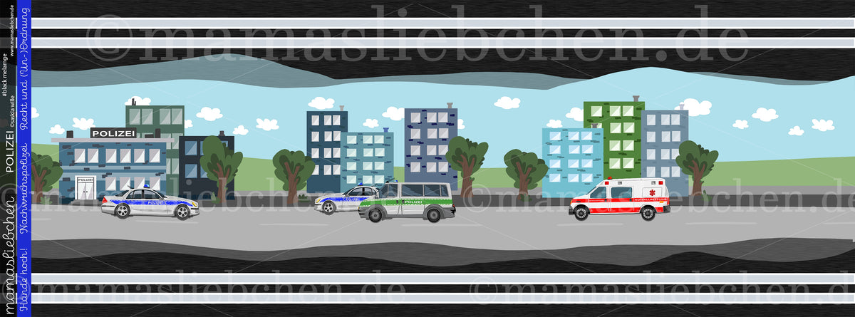 Jersey-Stoff "Polizei #black melange" (1Panel/ ca.0,65m)