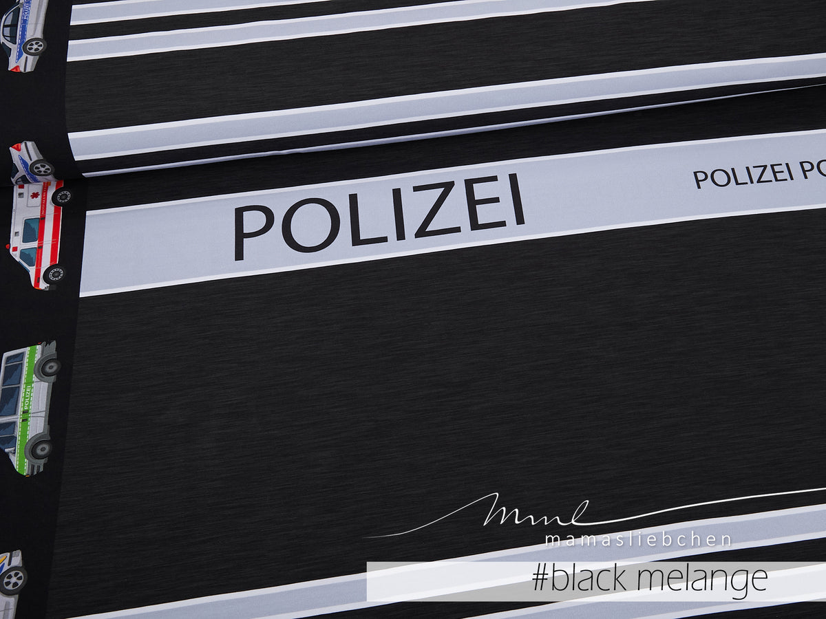 Jersey-Stoff "Polizei COAT #black melange" (1Panel/ ca.0,65m)