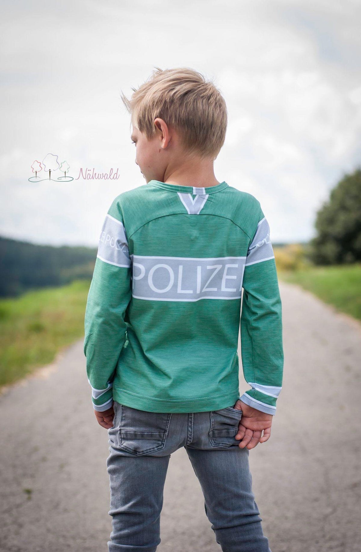 Jersey-Stoff "Polizei COAT #green" (1Panel/ ca.0,65m)