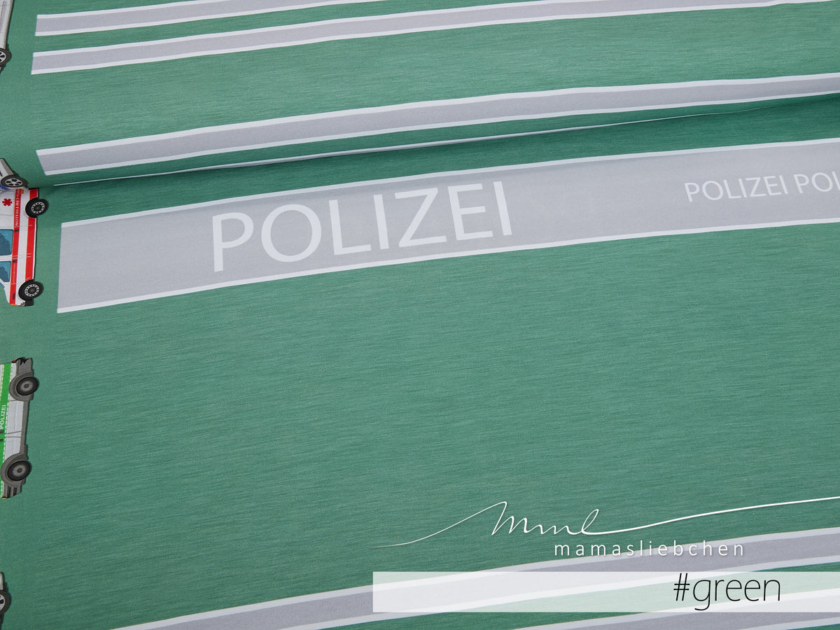 Jersey-Stoff "Polizei COAT #green" (1Panel/ ca.0,65m)