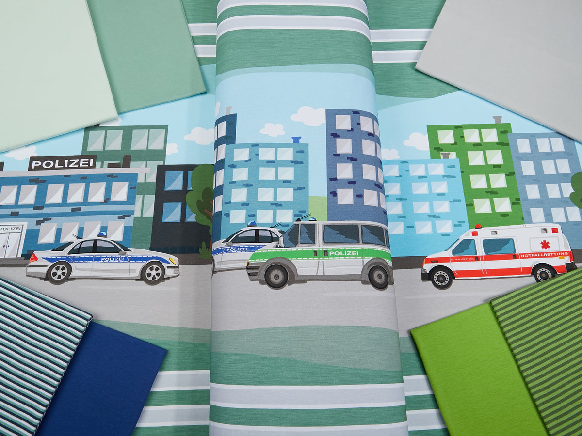 Jersey-Stoff "Polizei #green" (1Panel/ ca.0,65m)