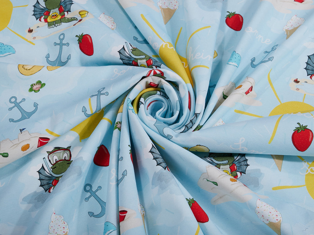 Jersey-Stoff "Sommerliebe Arvetti #aqua" (0,25m)