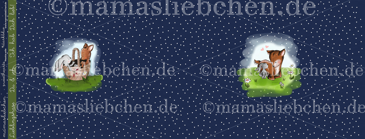 Jersey-Stoff "sweethearts #darkblue" (1Panel, ca. 0,65m)