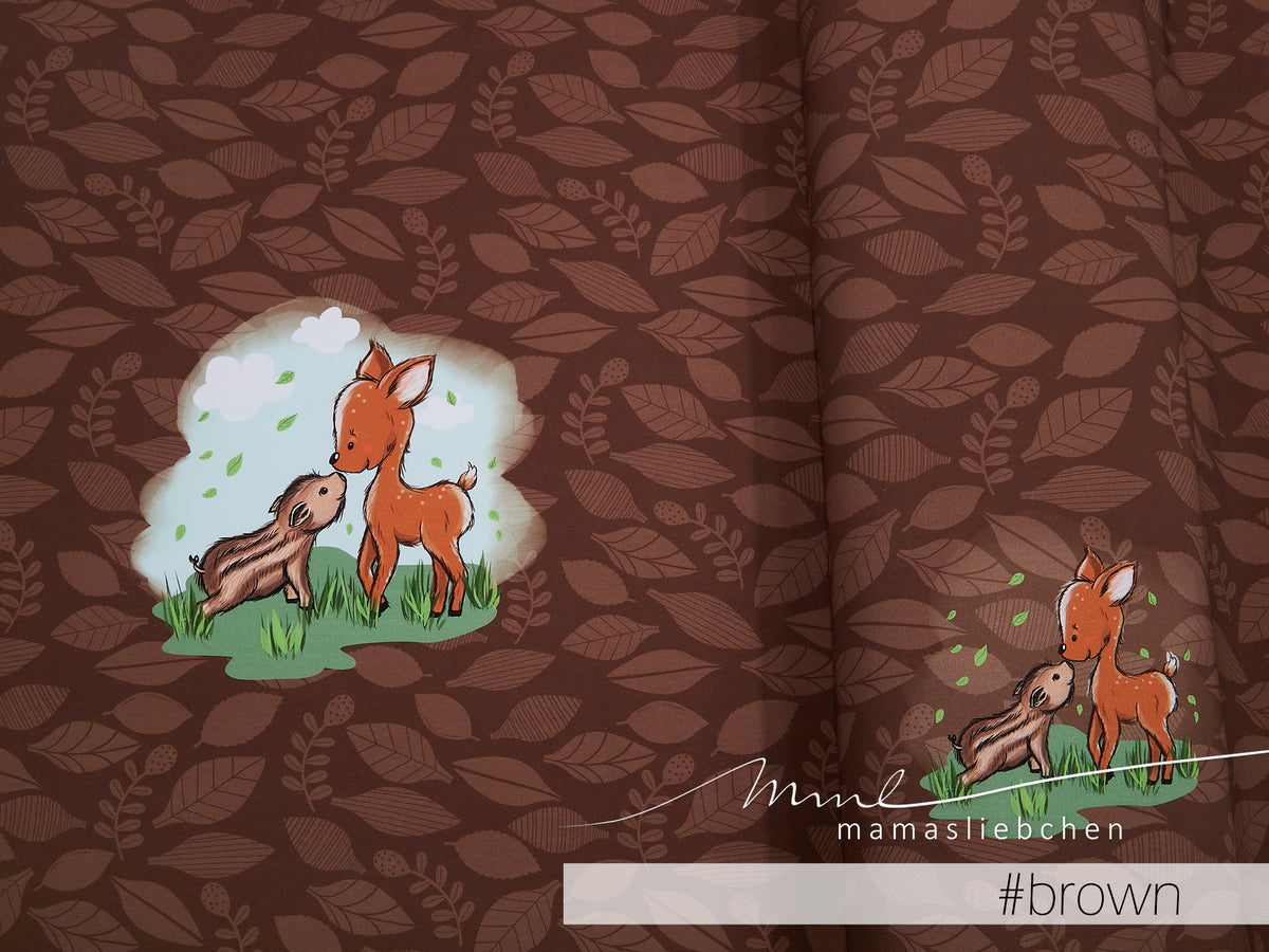 Jersey-Stoff "Theo & Mo #brown" (1Panel/ ca.0,65m)