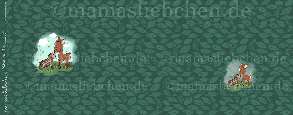 Jersey-Stoff "Theo & Mo #teal" (1Panel/ ca.0,65m)