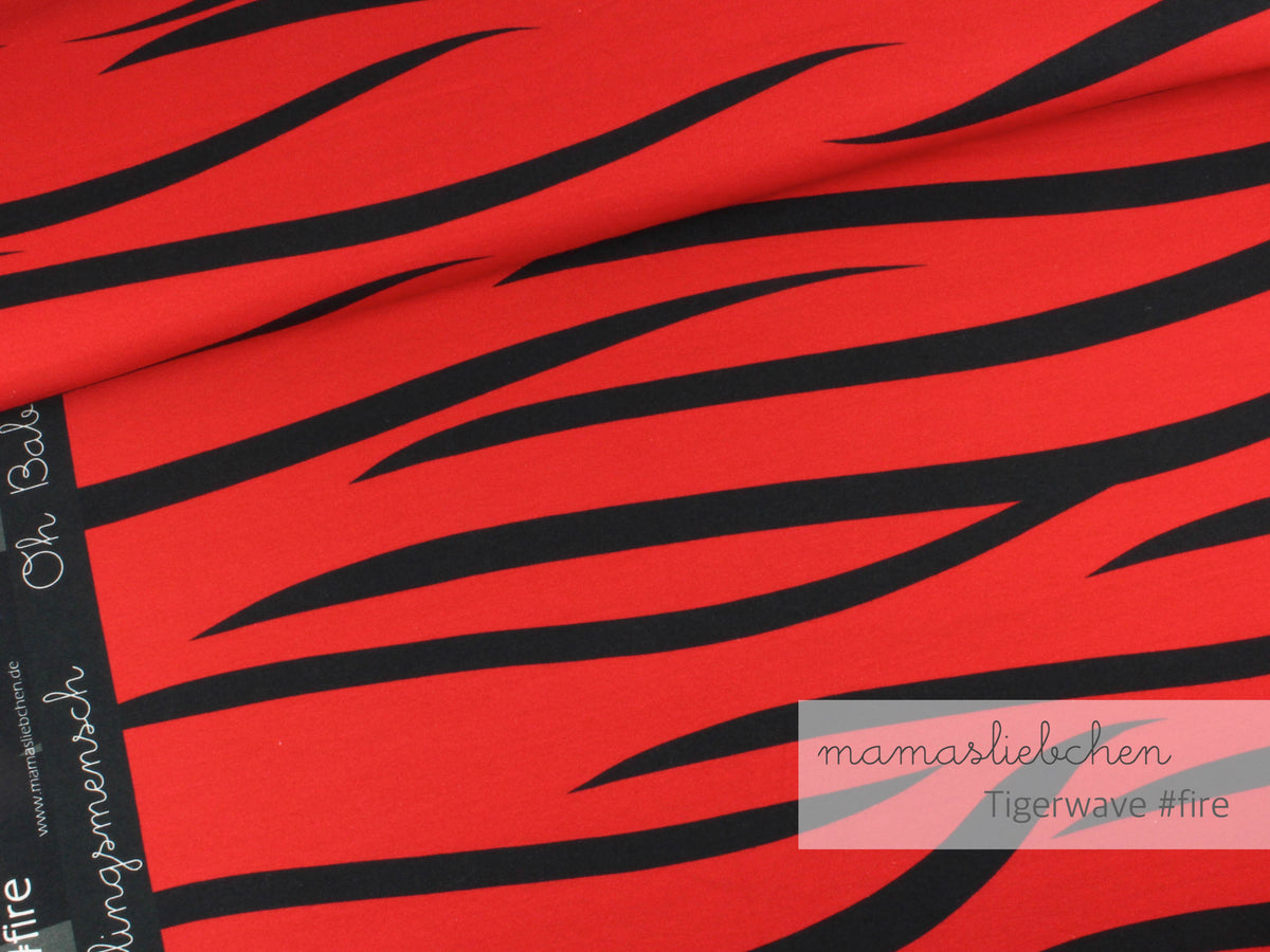 Sommer- Sweat-Stoff "tigerwaves #fire" (0,5m)