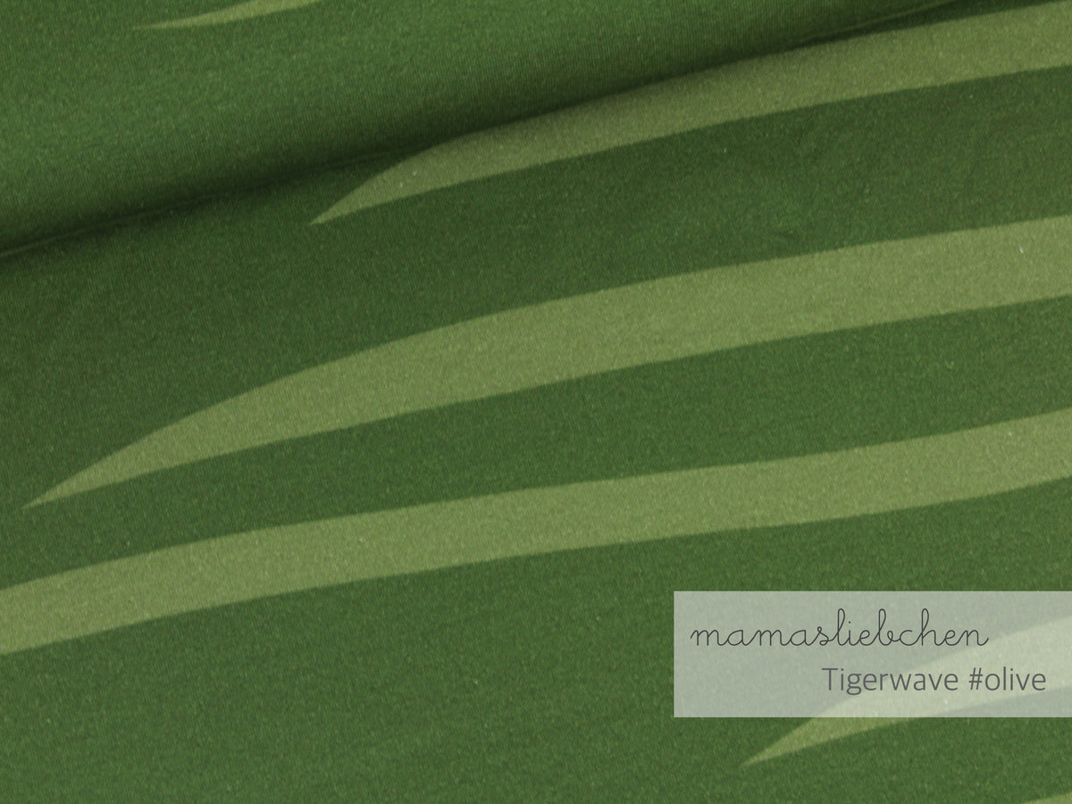 Jersey-Stoff "tigerwaves #olive" (0,5m)