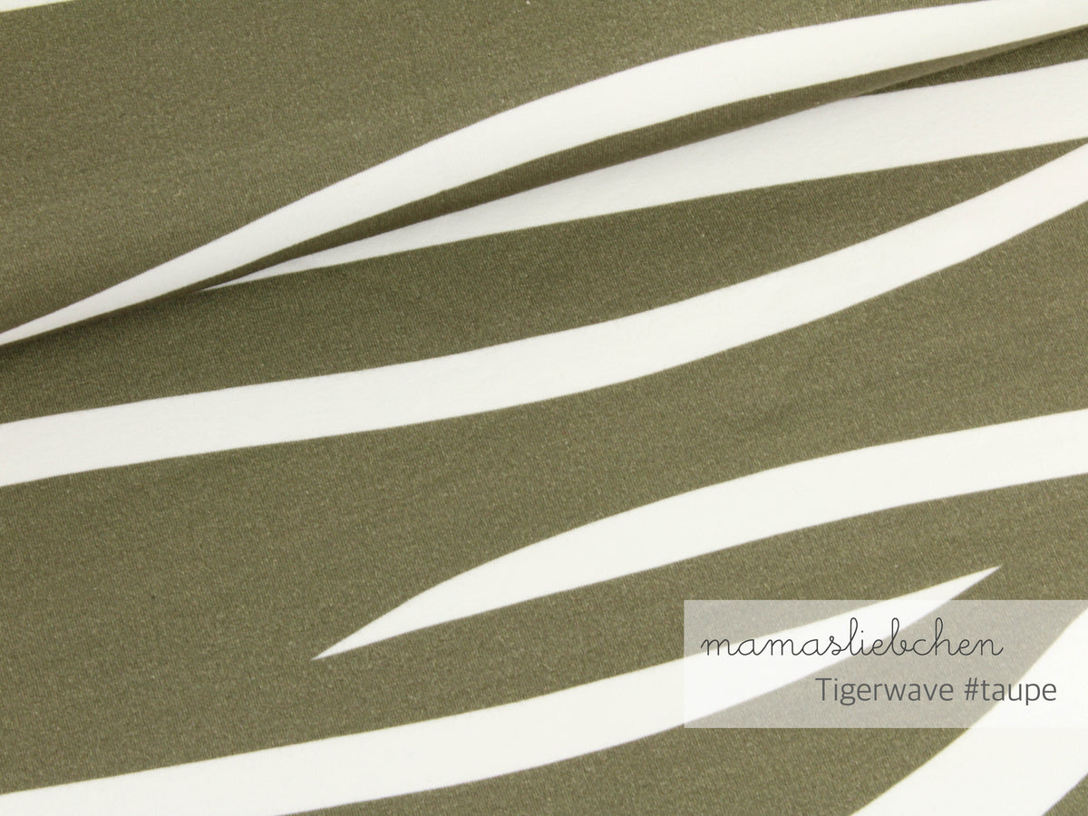 Jersey-Stoff "tigerwaves #taupe" (0,5m)