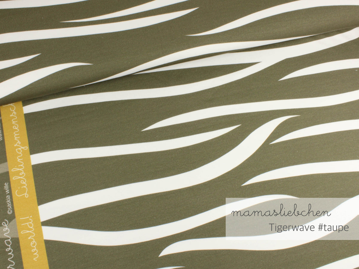 Jersey-Stoff "tigerwaves #taupe" (0,5m)