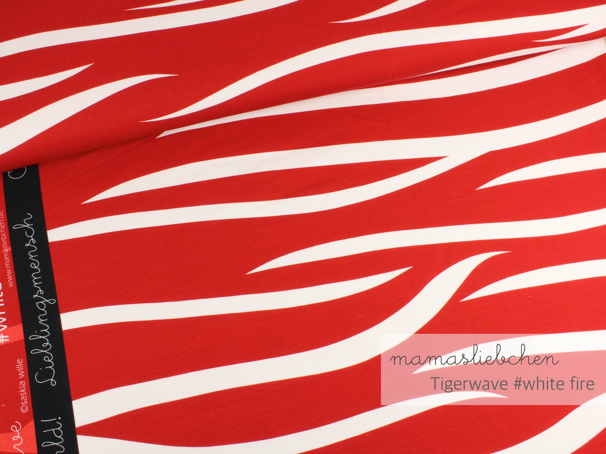 Jersey-Stoff "tigerwaves #white-fire" (0,25m)