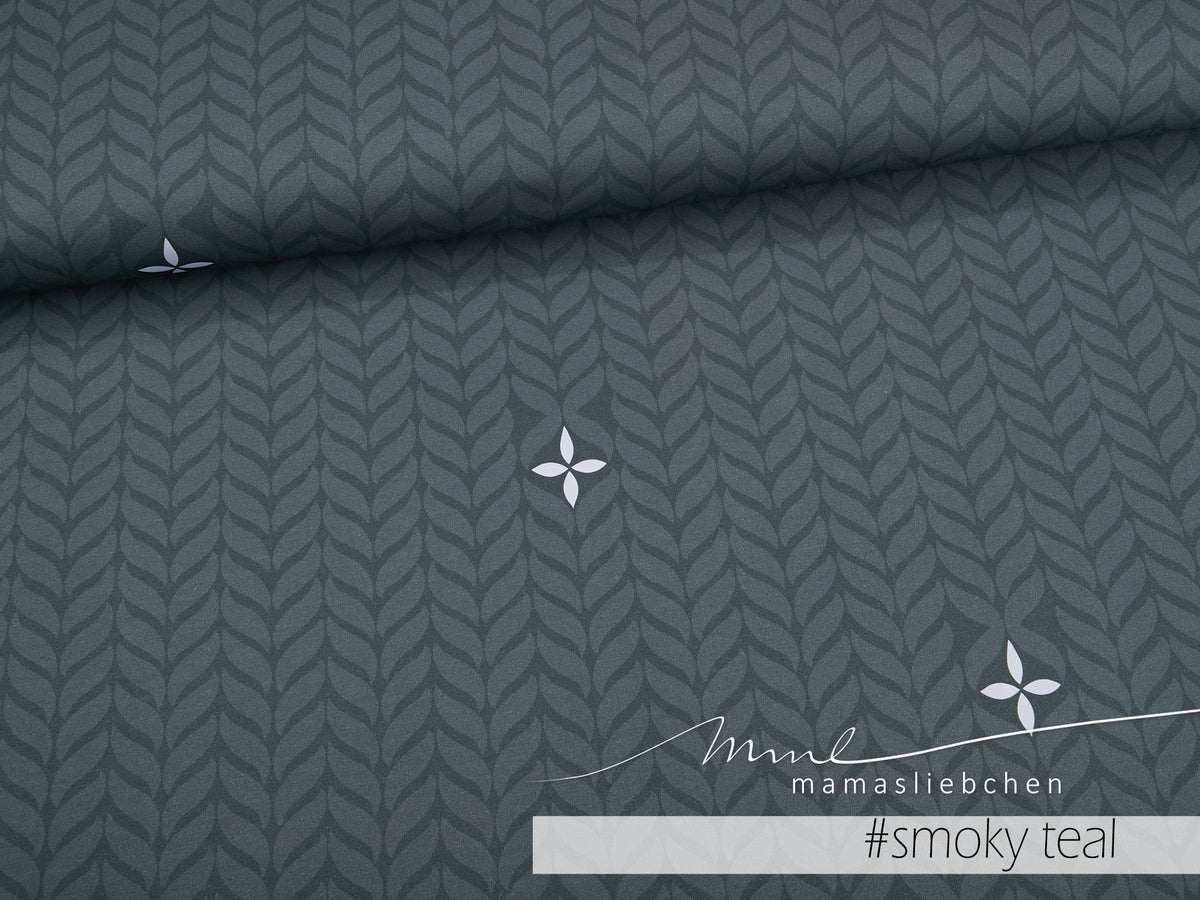 Jersey-Stoff "trailing leaves #smoky teal" (0,5m)