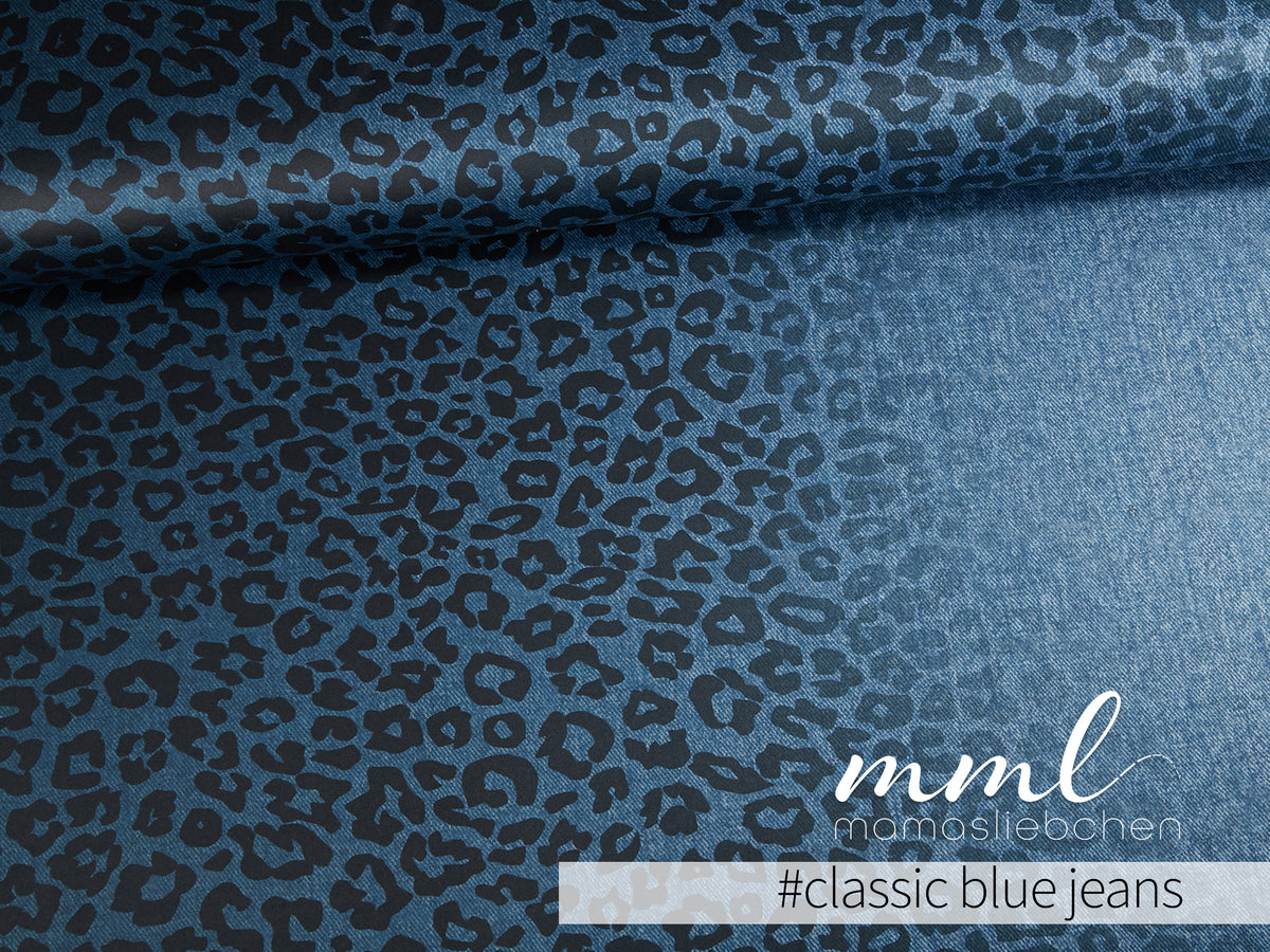 Softshell-Stoff "Basic Jeans leo flow #classic blue jeans" (0,25m) (light glow)