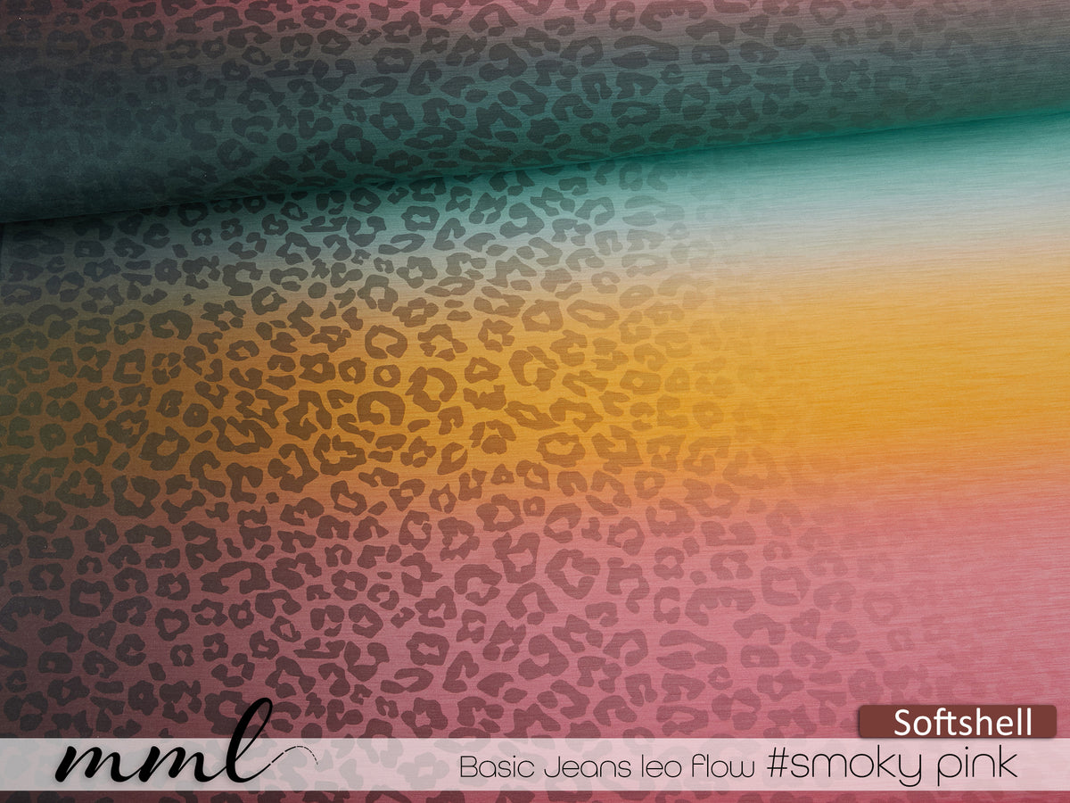 Softshell-Stoff "Basic Jeans leo flow #smoky pink" (0,25m) (light glow)