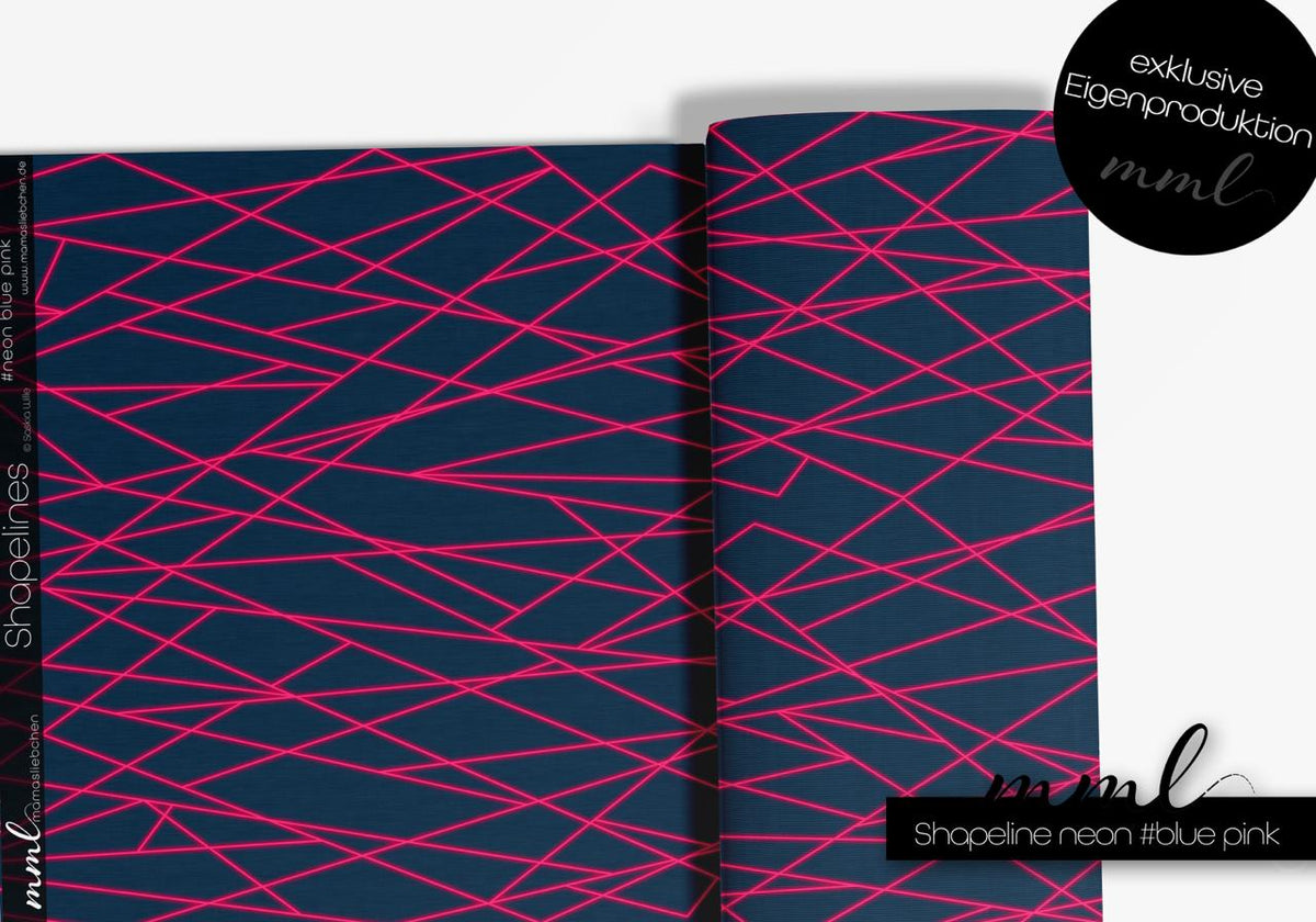 SoftTouch Jersey-Stoff "shapelines Basic #neon blue pink" (0,25m)