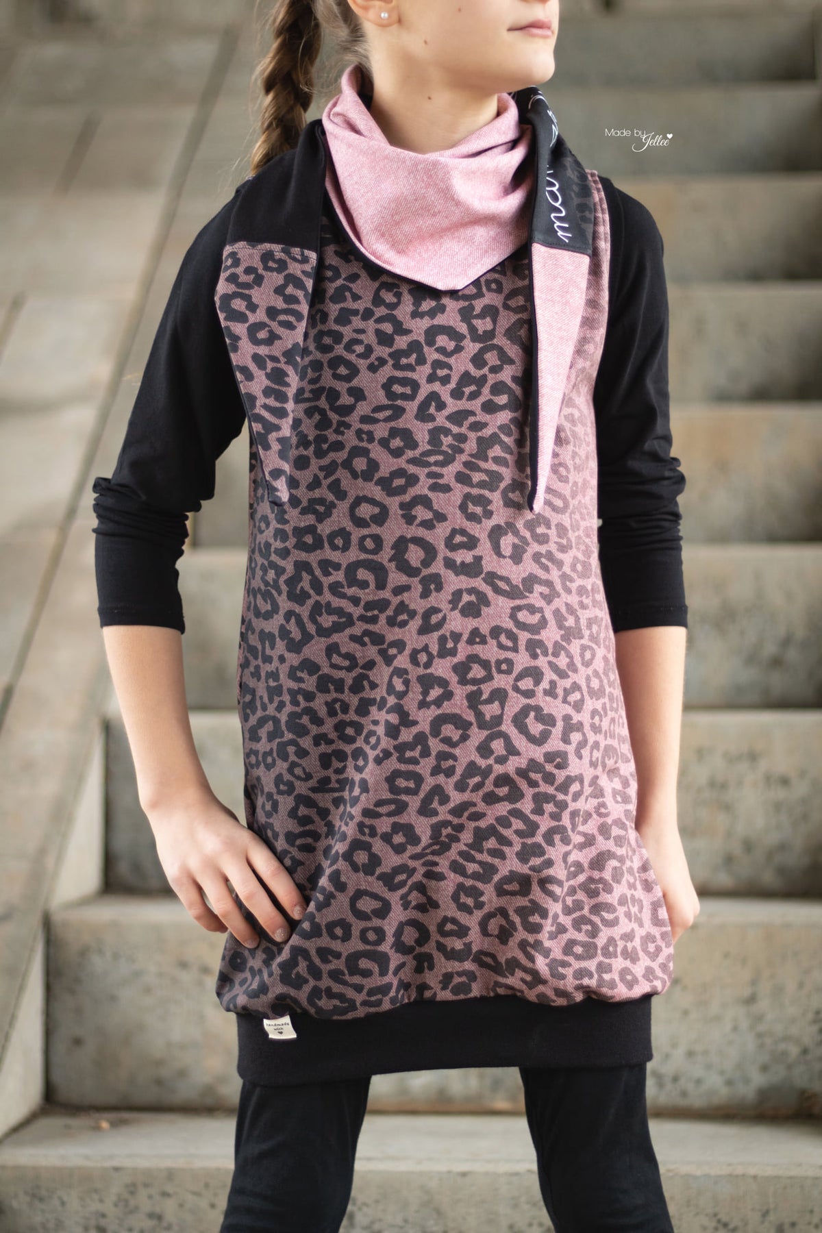 Sommer-Sweat-Stoff "Basic Jeans leo flow #rose" (0,25m)