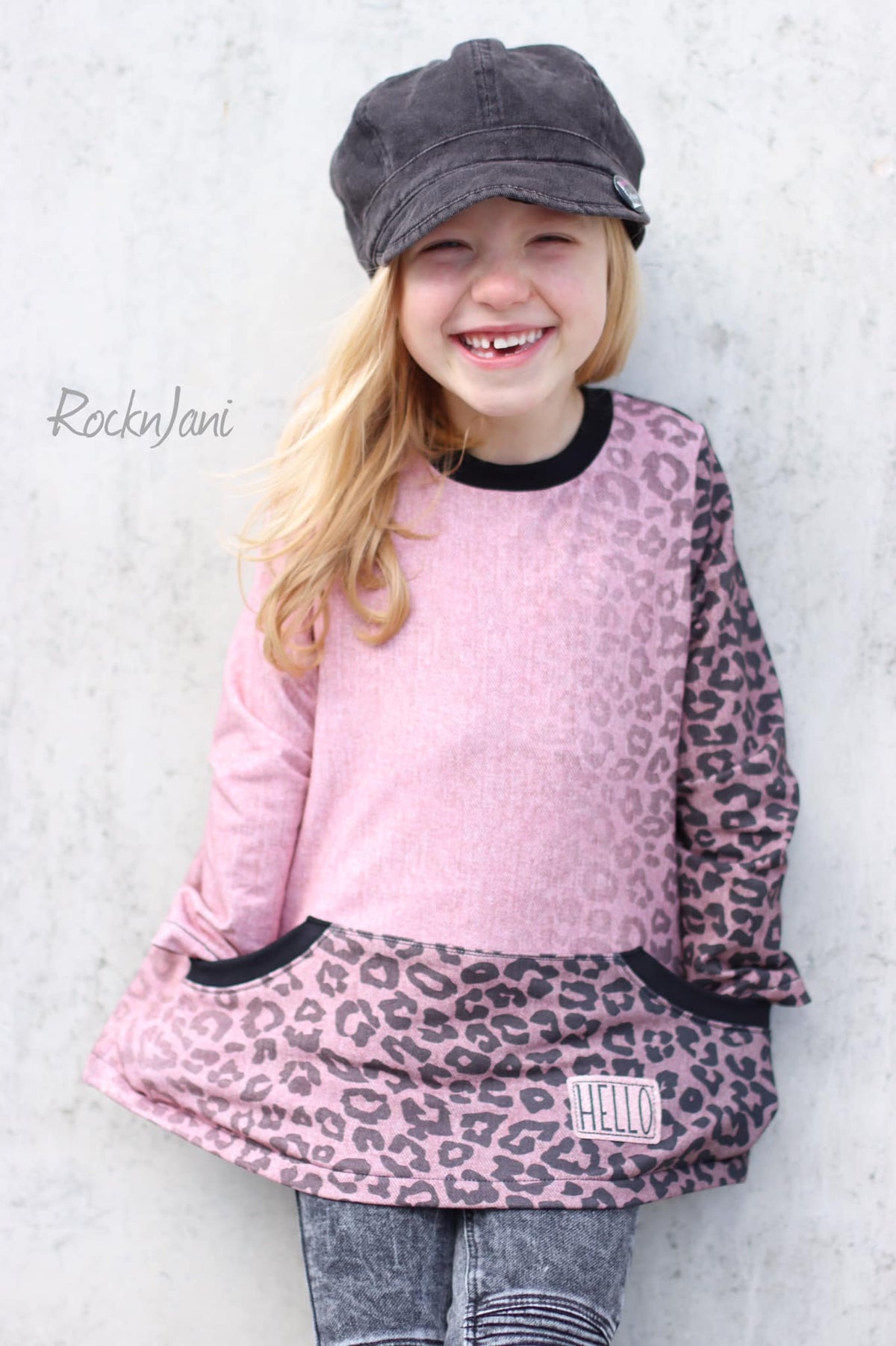 Sommer-Sweat-Stoff "Basic Jeans leo flow #rose" (0,25m)