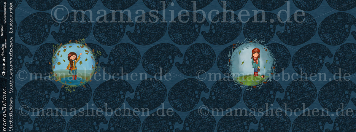 Sommer-Sweat-Stoff "Chestnuts Paisley #darkblue" (1 Panel, ca. 0,65m)