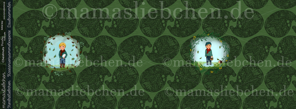 Sommer-Sweat-Stoff "Chestnuts Paisley #olive boy" (1 Panel, ca. 0,65m)
