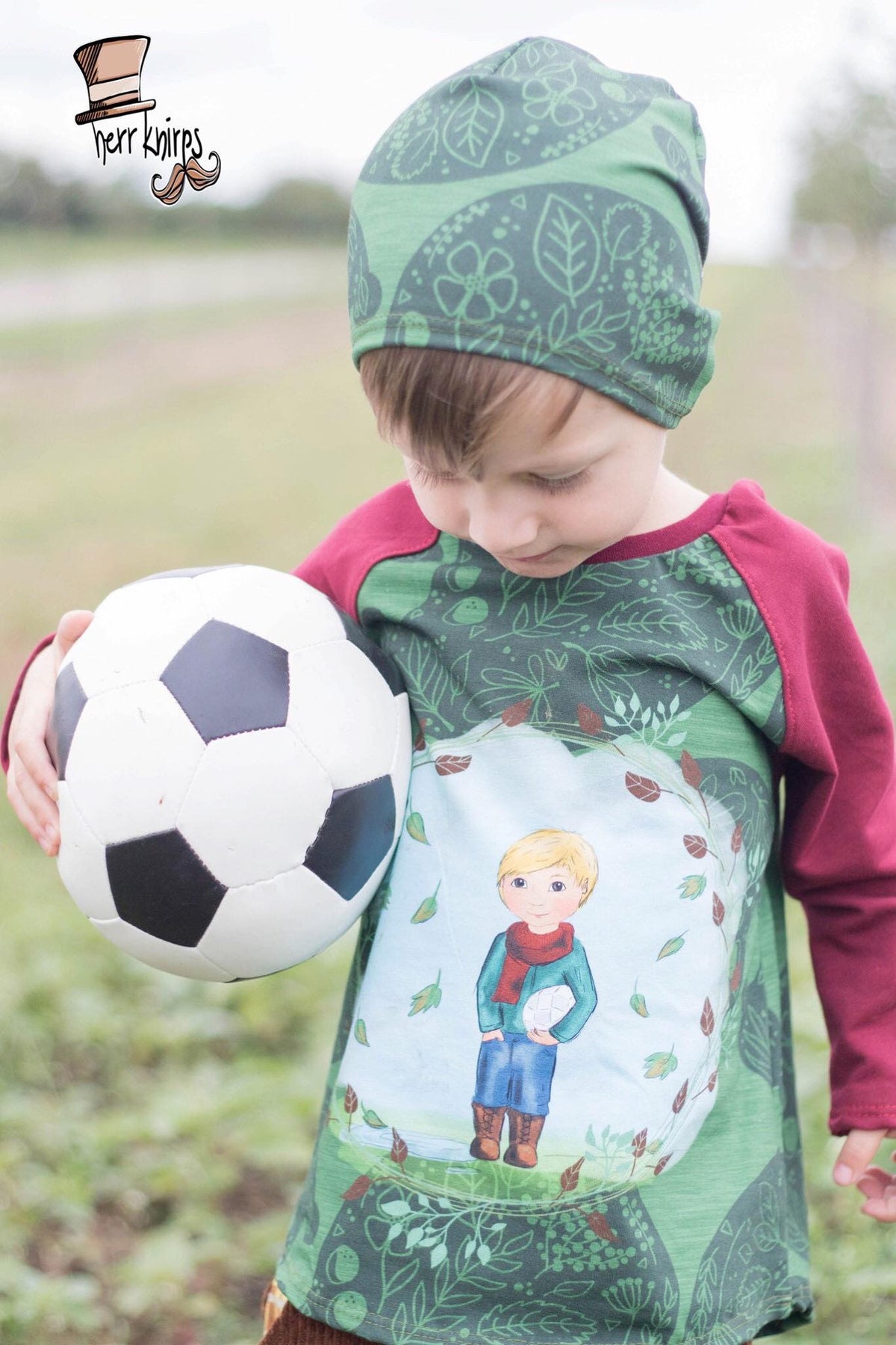 Sommer-Sweat-Stoff "Chestnuts Paisley #olive boy" (1 Panel, ca. 0,65m)