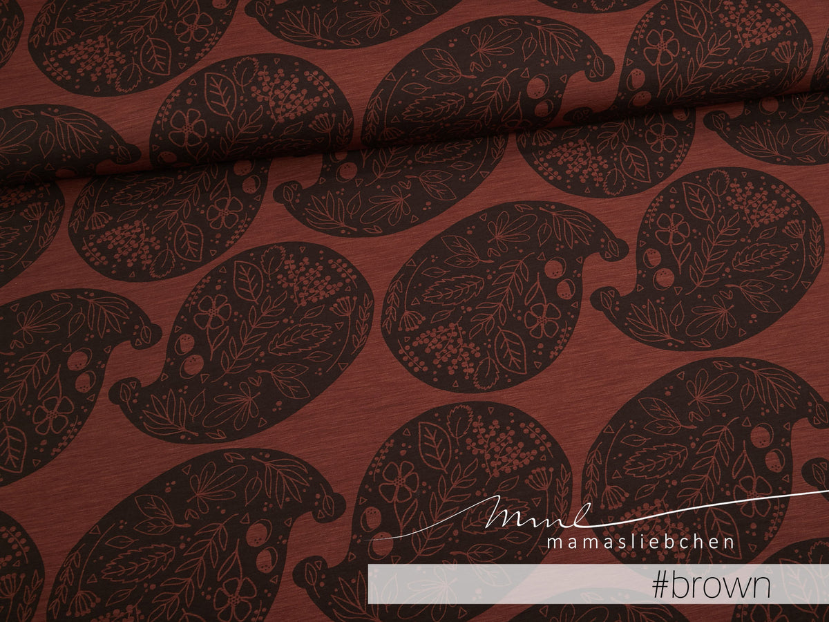 Sommer-Sweat-Stoff "Hedgehog Paisley #brown" (0,25m)