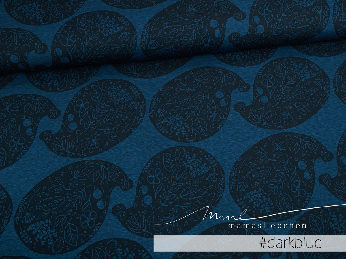 Sommer-Sweat-Stoff "Hedgehog Paisley #darkblue" (0,25m)