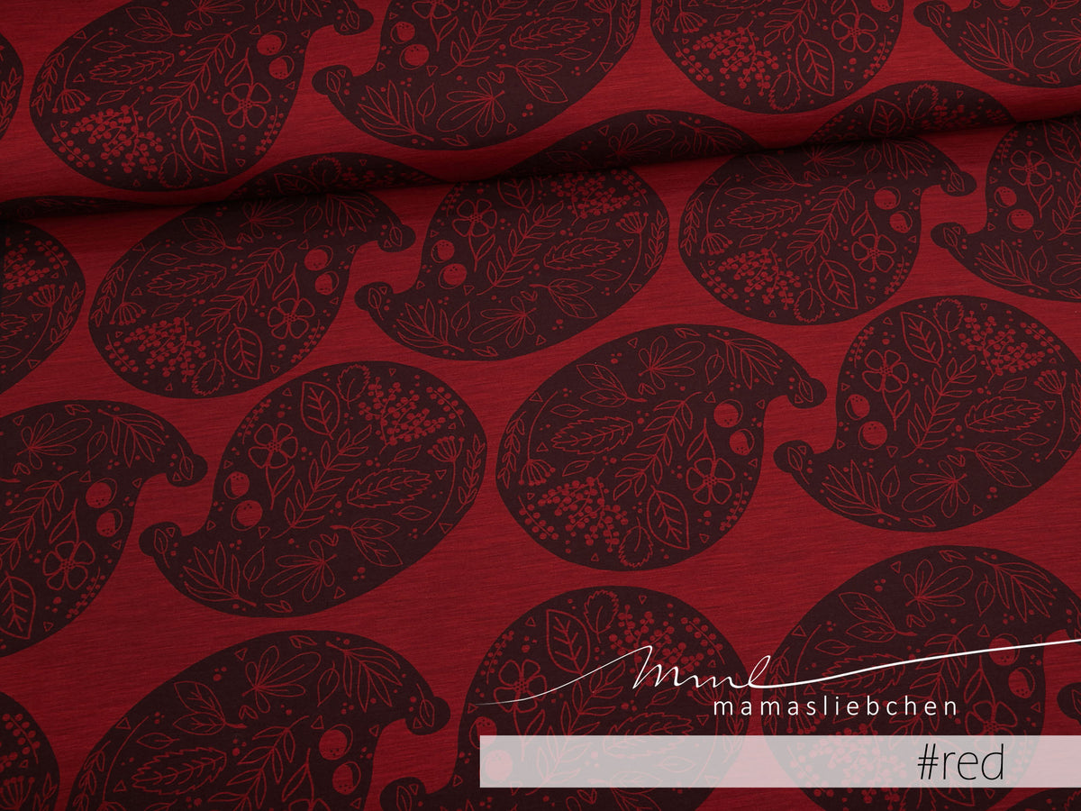 Sommer-Sweat-Stoff "Hedgehog Paisley #red" (0,25m)