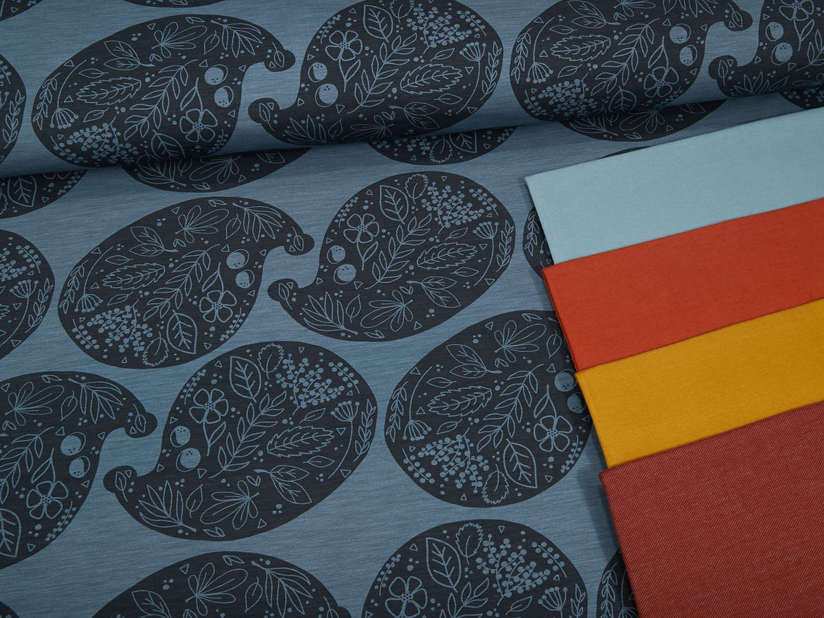 Sommer-Sweat-Stoff "Hedgehog Paisley #smoky" (0,25m)