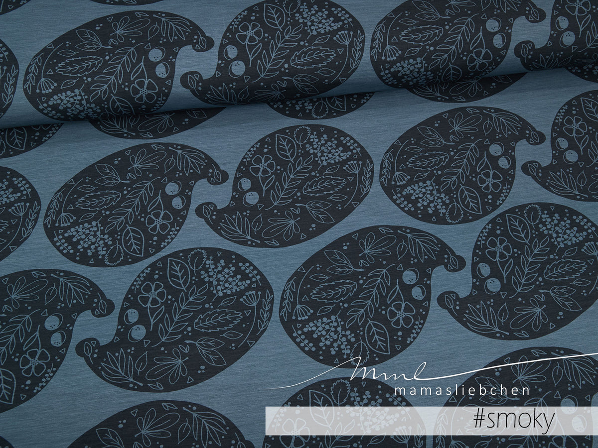 Sommer-Sweat-Stoff "Hedgehog Paisley #smoky" (0,25m)
