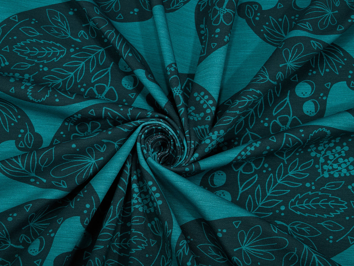 Sommer-Sweat-Stoff "Hedgehog Paisley #teal" (0,25m)