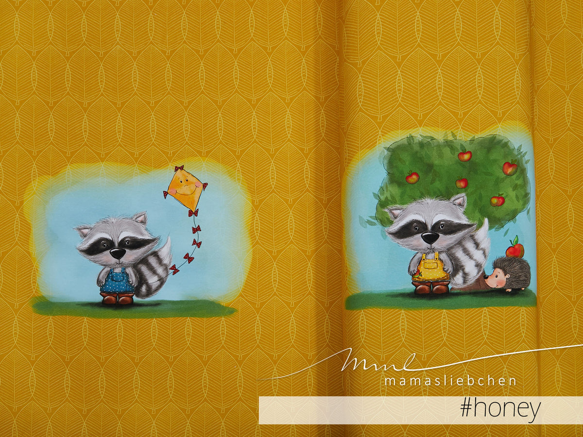 Sommer-Sweat-Stoff "Herbst-Bo #honey" (1 Panel, ca. 0,6m)