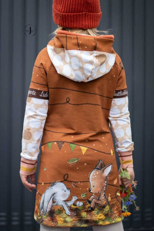 Sommer-Sweat-Stoff "Herbst-Sweethearts #rust" (1 Panel, ca. 0,70m)
