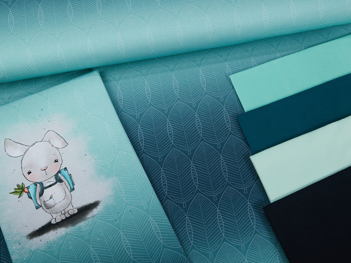 Sommer-Sweat-Stoff "Mellow flow #teal shell" (0,25m)
