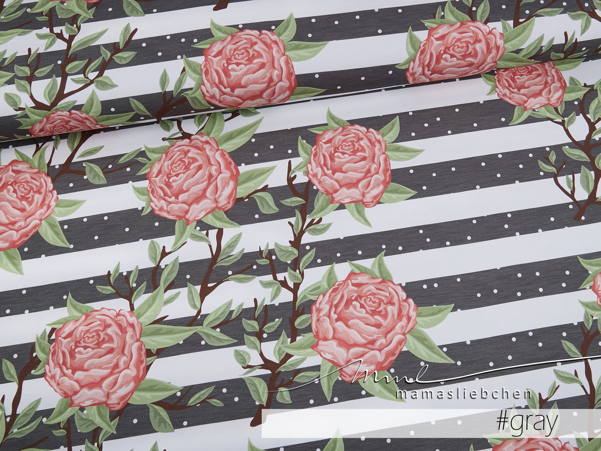 Sommer-Sweat-Stoff "Peonylove dots #gray" (0,25m)