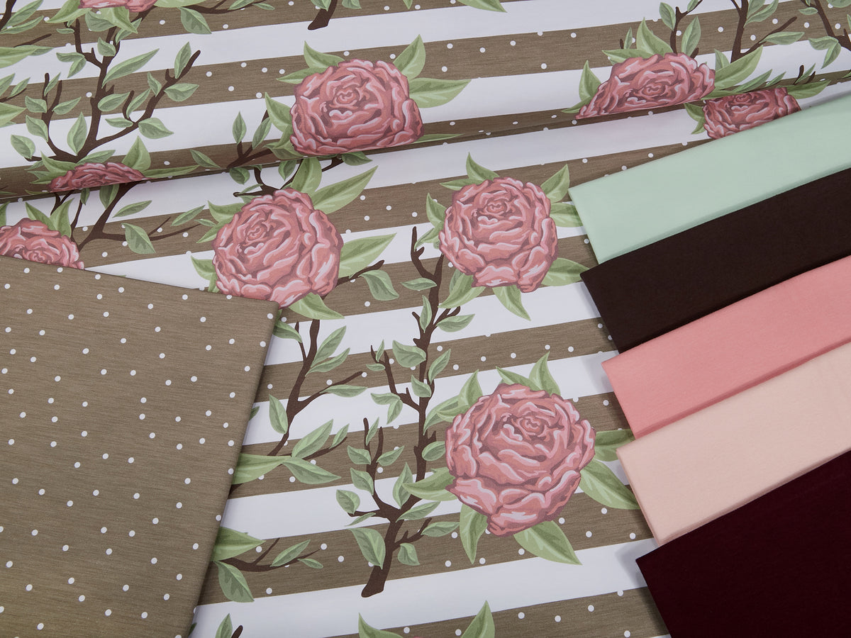 Sommer-Sweat-Stoff "Peonylove dots #taupe" (0,25m)