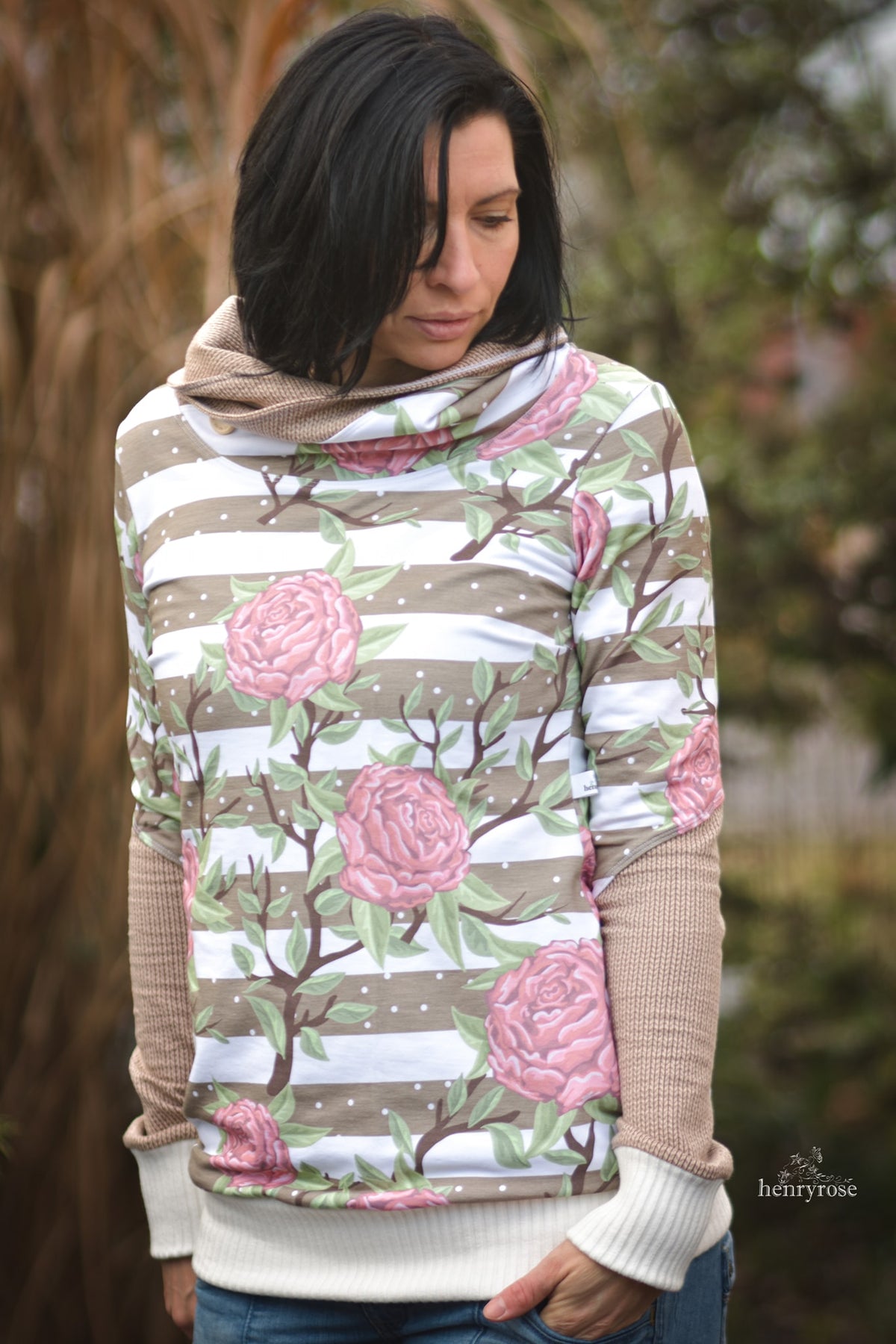 Sommer-Sweat-Stoff "Peonylove dots #taupe" (0,25m)