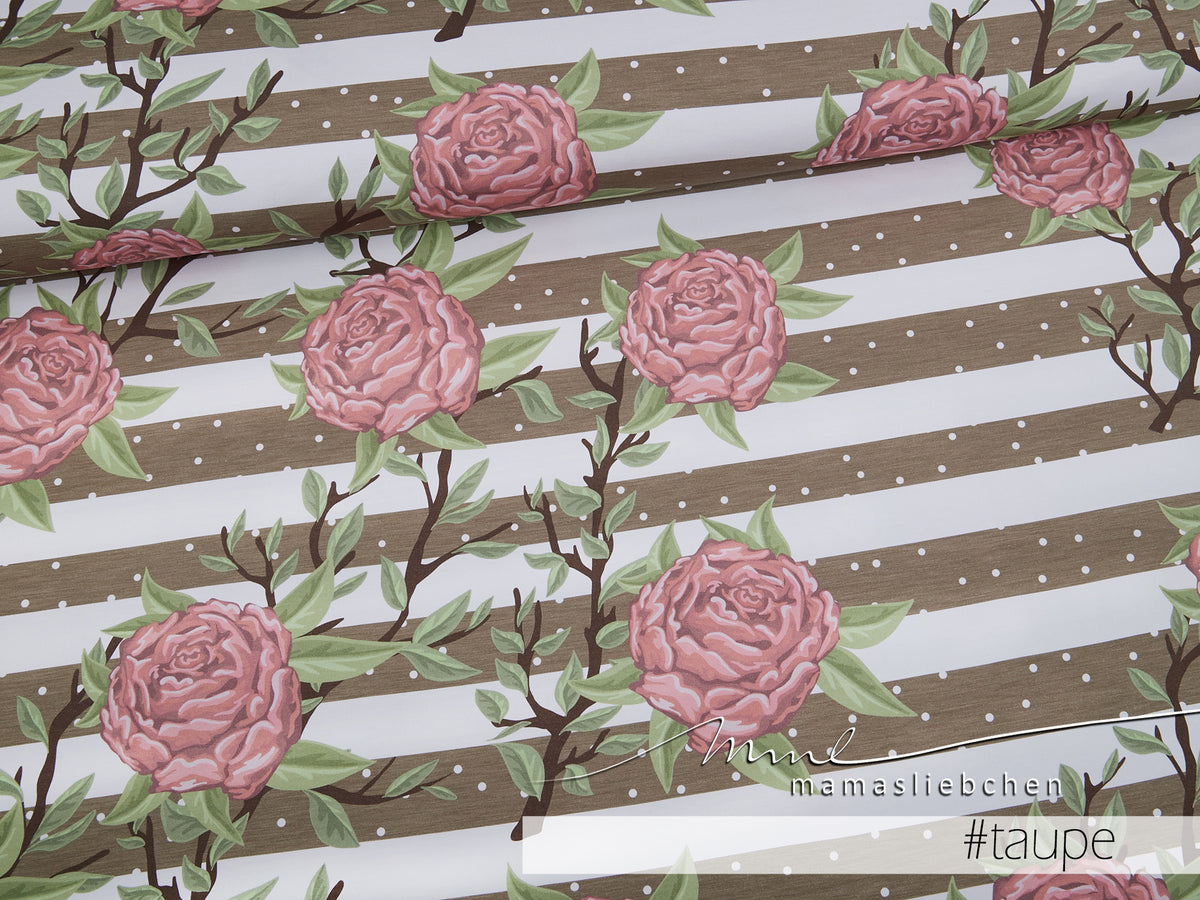 Sommer-Sweat-Stoff "Peonylove dots #taupe" (0,25m)