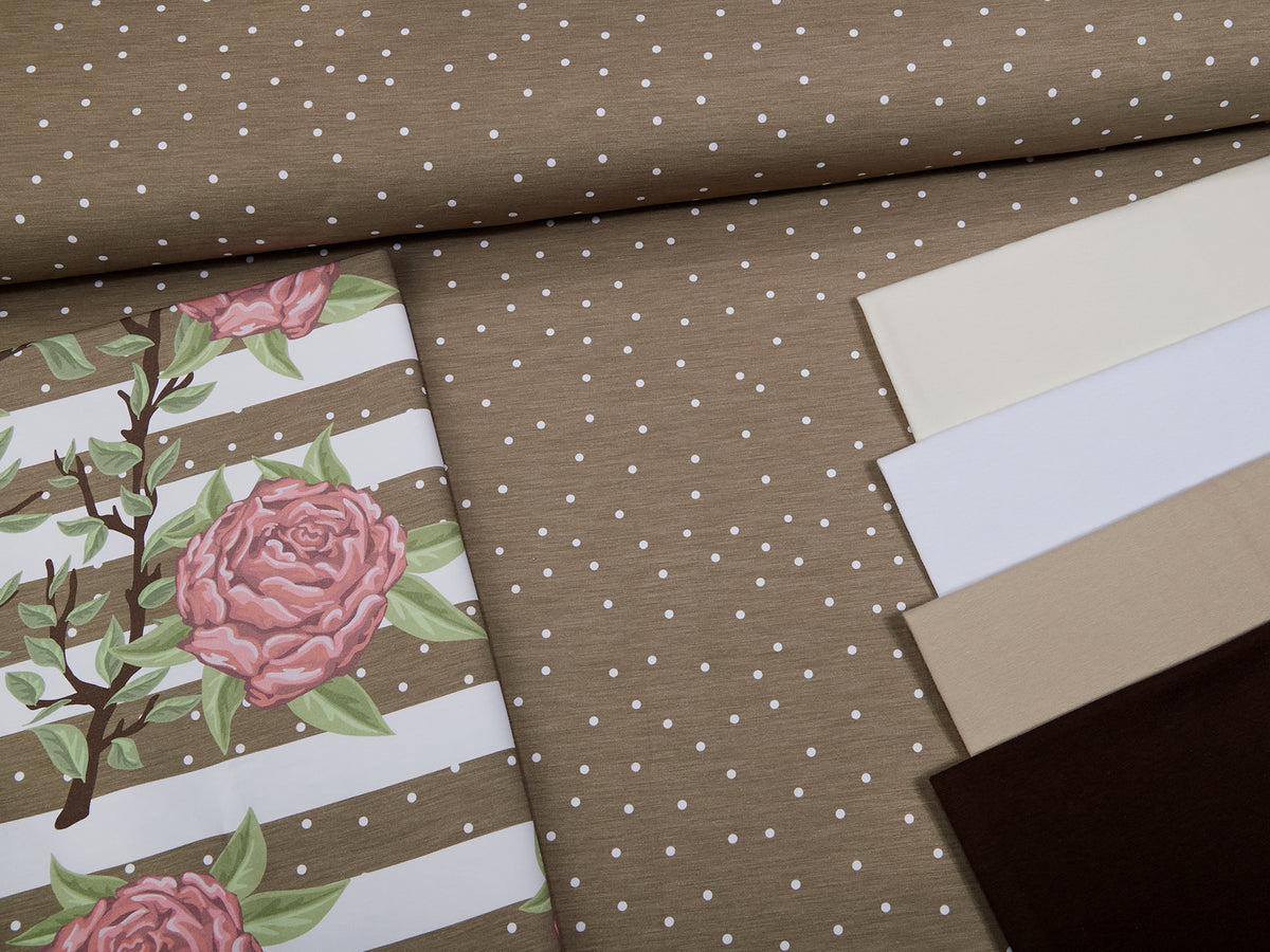Sommer-Sweat-Stoff "sweethearts dots #taupe" (0,5m)