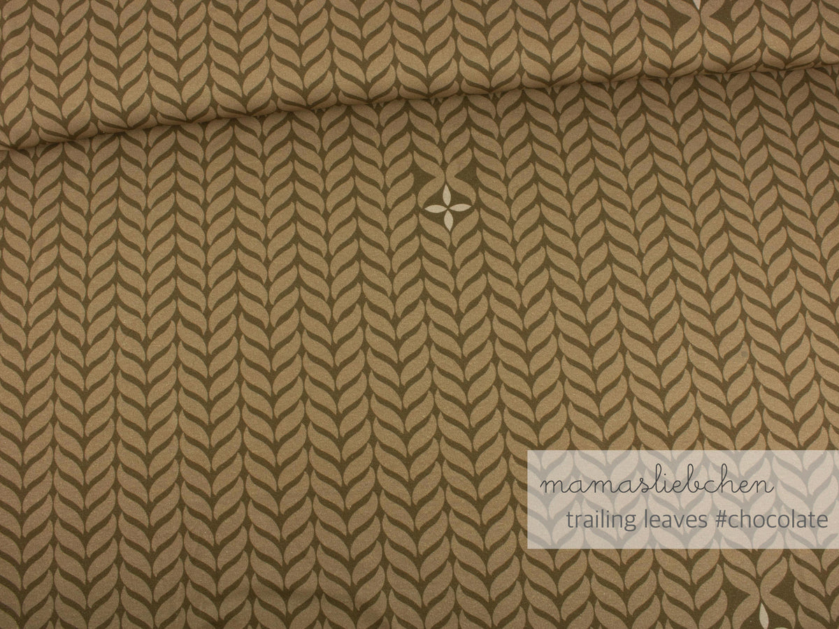 Sommer-Sweat-Stoff "trailing leaves #chocolate" (0,5m)