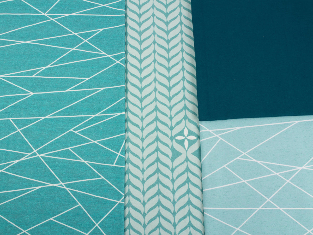 Sommer-Sweat-Stoff "trailing leaves #dark teal" (0,5m)