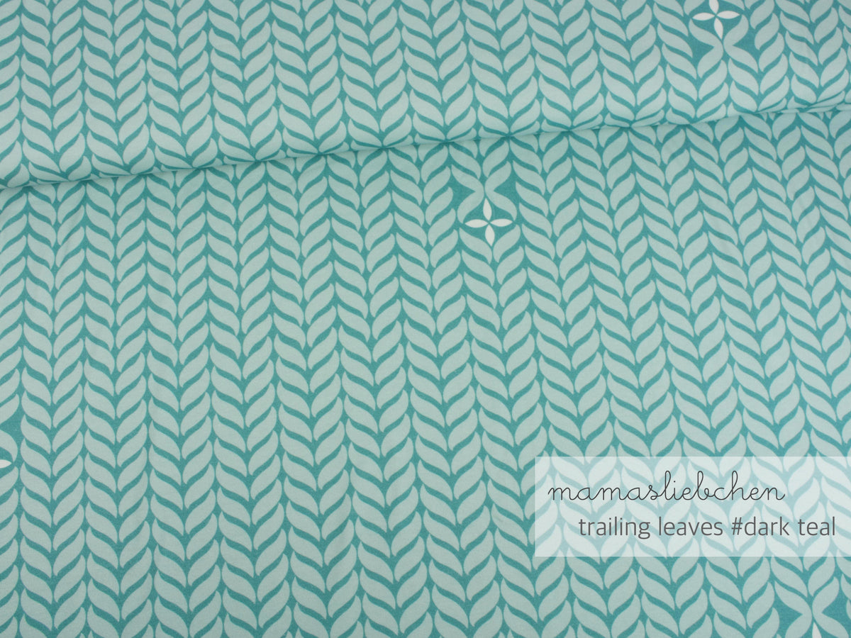 Jersey-Stoff "trailing leaves #dark teal" (0,25m)