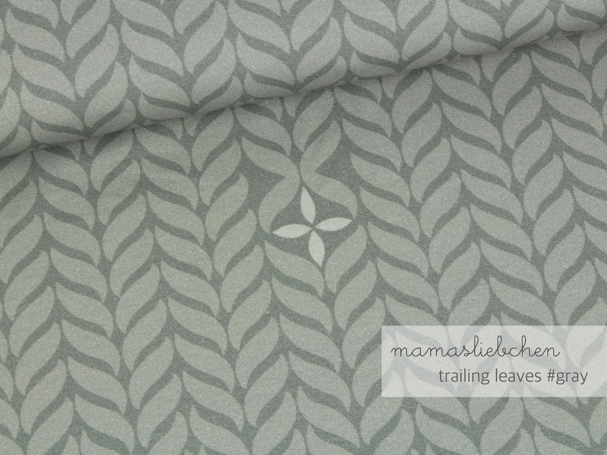 VORBESTELLUNG!! Sommer-Sweat-Stoff "trailing leaves #gray" (0,5m)