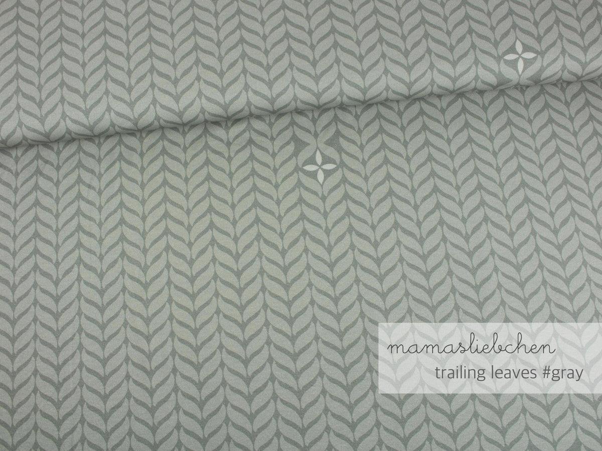 VORBESTELLUNG!! Sommer-Sweat-Stoff "trailing leaves #gray" (0,5m)
