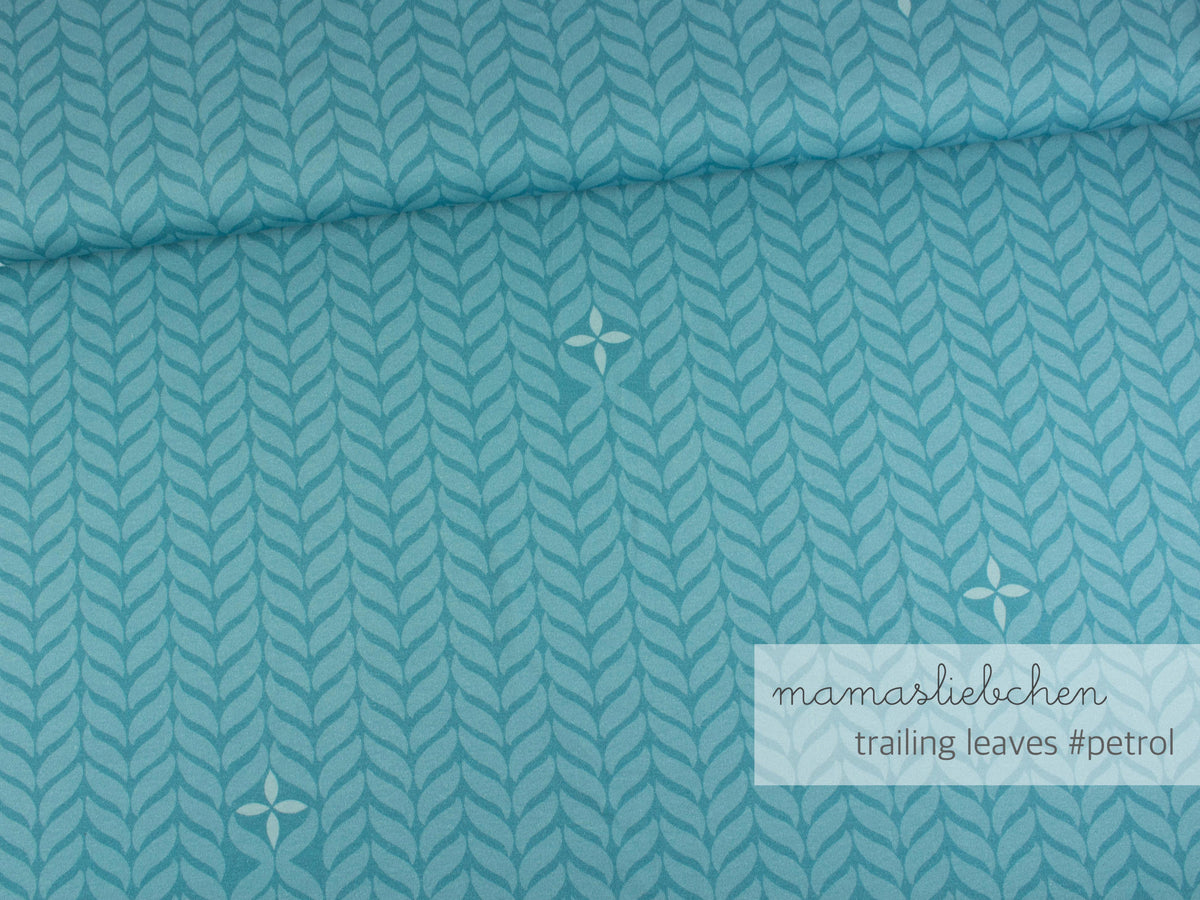 Sommer-Sweat-Stoff "trailing leaves #petrol" (0,5m)