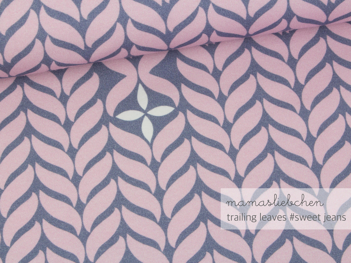 Jersey-Stoff "trailing leaves #sweet jeans" (0,25m)