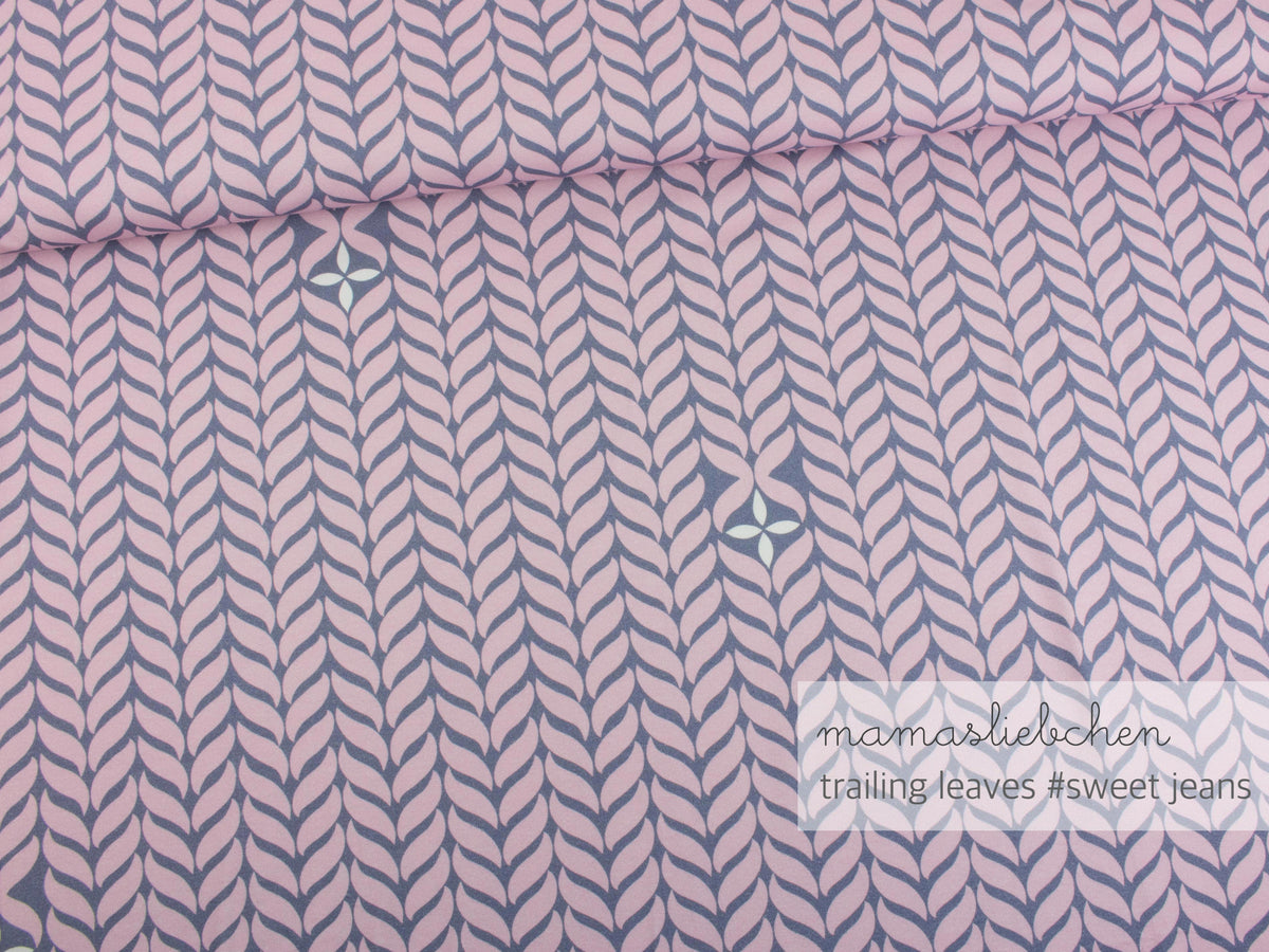 Jersey-Stoff "trailing leaves #sweet jeans" (0,25m)