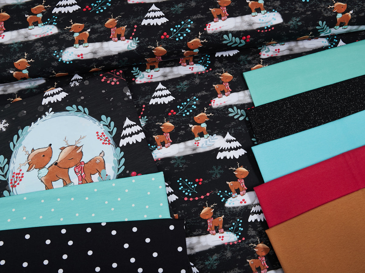 Sommer-Sweat-Stoff "winter fawn #black" (0,25m)