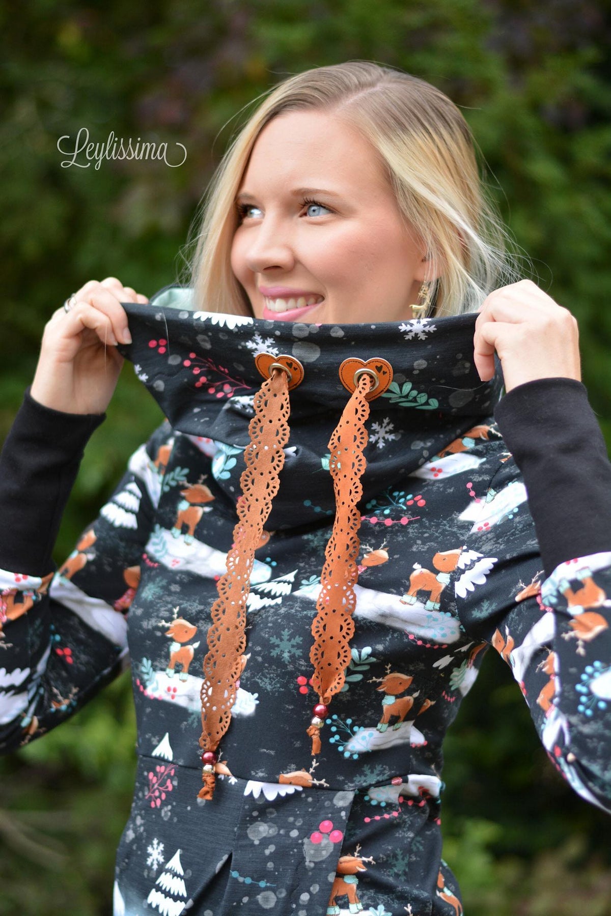 Sommer-Sweat-Stoff "winter fawn #black" (0,25m)