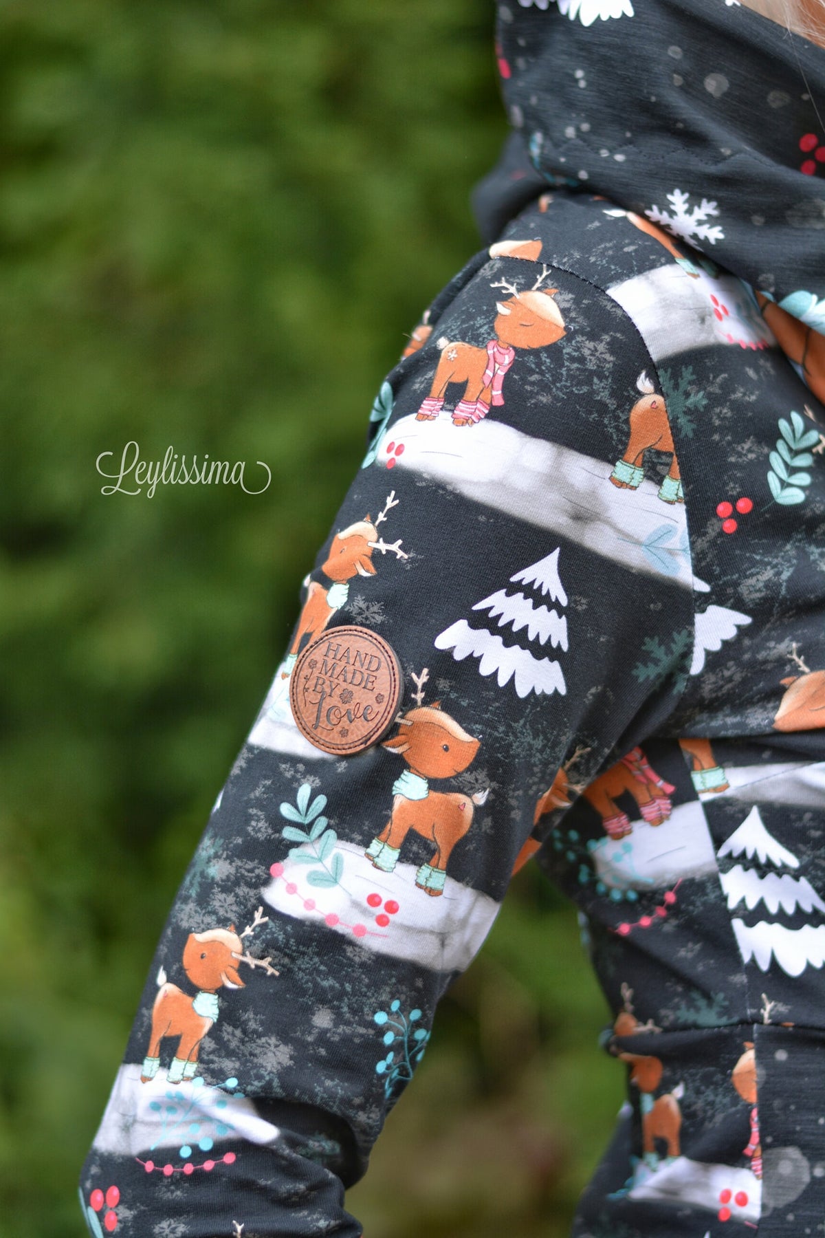 Sommer-Sweat-Stoff "winter fawn #black" (0,25m)