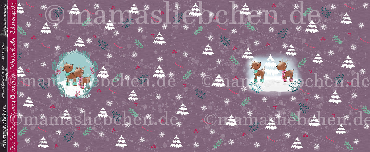 Sommer-Sweat-Stoff "winter fawn reindeer #mauve" (1 Panel, ca. 0,70m)